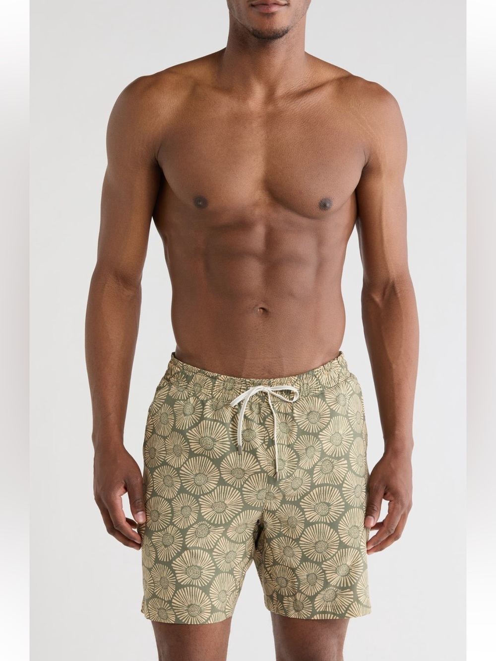Faherty Shorelite Swim Trunks Board Short lined Pine Peach Dandelion XXL NWT